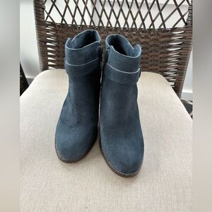 Women's Blue Suede Ankle Boots